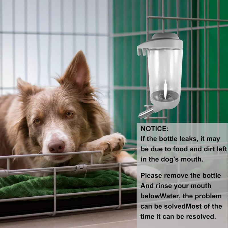 DEEUCHIS Dog Crate Water Bottle - 12 oz No Drip Kennel Pet Water Dispenser, Easy-to-Use Cage Water Bottle for Dogs, Cats, Small Animals, 350ML, Grey - Image 5